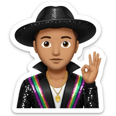 Frankie J, Mexican-American Singer with dark brown hair, black sequin outfit sticker