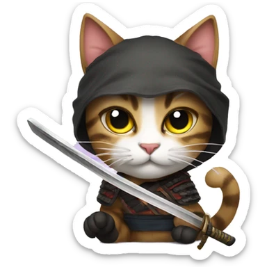 Awesome cat with katana sticker