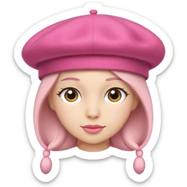 a pink beret hat sticker
