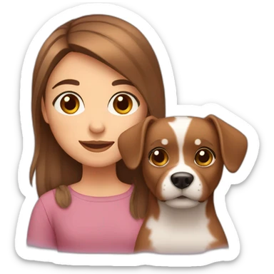 Brown eyed and haired girl with small dog sticker