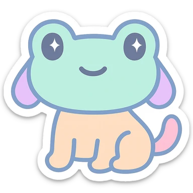 animal with dog body and frog face, kawaii style sticker