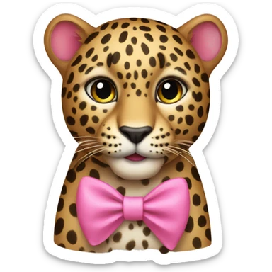 leopard wearing a pink bow sticker
