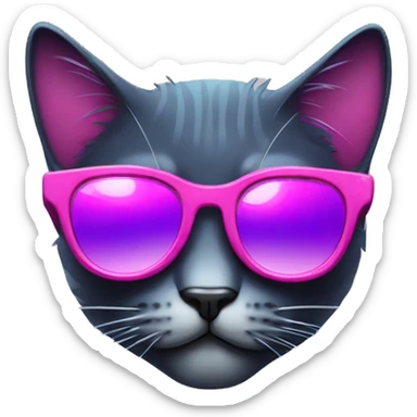 80s style electropop cat with shades sticker