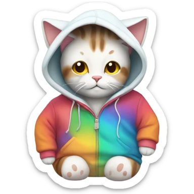 Cat wearing hoodie sticker