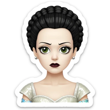 Bride of Frankenstein with ivory sequin outfit sticker