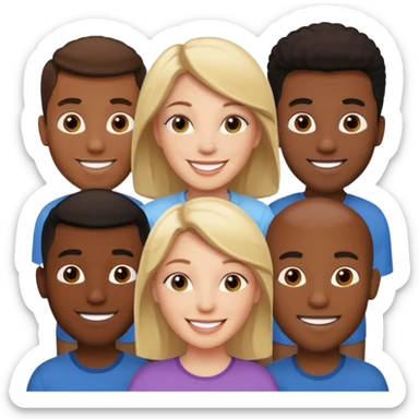 One white woman and six black men sticker