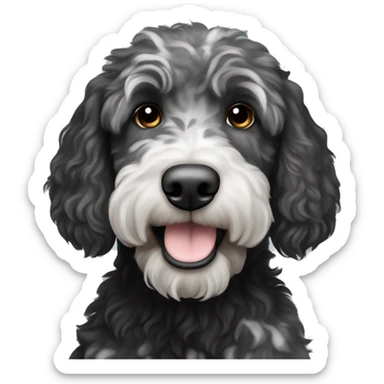 aussie labradoodle black with gray and white spots sticker