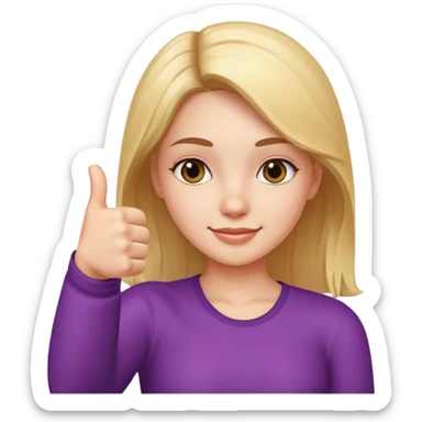 A girl with a thumb ups sticker