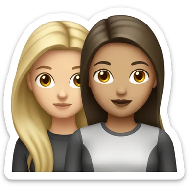 Two girls with dark brown and blonde hair sticker
