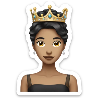 Elegant dark hair girl with crown sticker