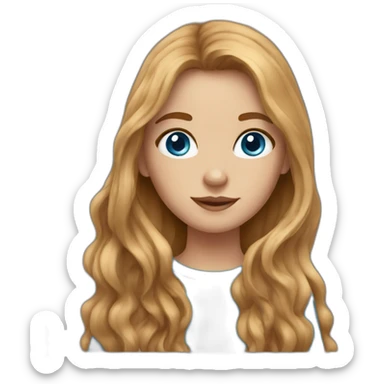 1 girl with light-brown long hair, blue eyes and freckles sticker