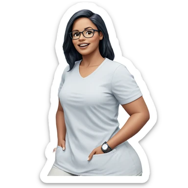 girl with glasses reading sticker