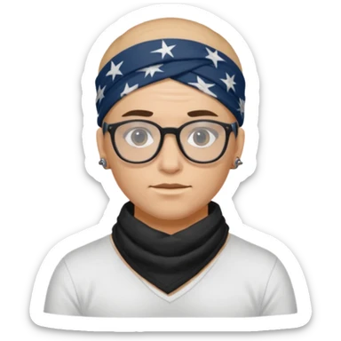 character with bandana and glasses and tattoted sticker