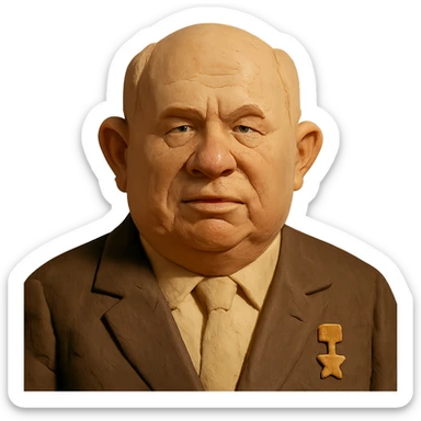 claymation style portrait of Nikita Khrushchev sticker
