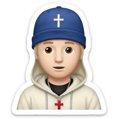 rapper da trắng đội mũ len mlb áo thánh giá đeo khăn trùm mặt sticker