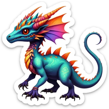 Gothic badass cool complex exotic colorful aesthetic-scenery-vernid-Fakémon-creature (full body) sticker