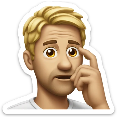 Photorealistic man scratches his head in confusion sticker
