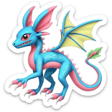 Spooky stitched colorful Salandit-Flygon-Sylveon-Umbreon-fusion-Pokémon-hybrid-creature  sticker