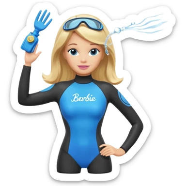 Barbie scuba diving sticker