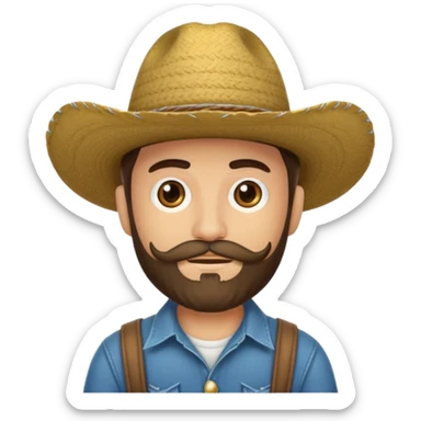 Un muchacho con sombrero vaquero y con barba completa sticker