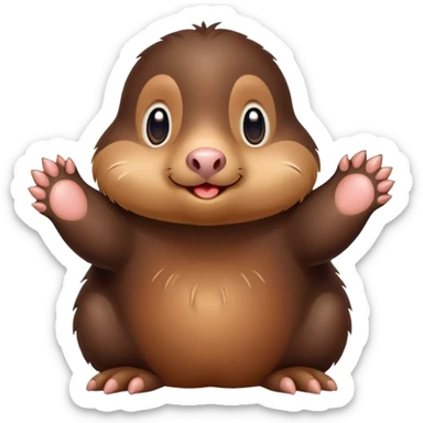 cute mole with prominent digging paws sticker
