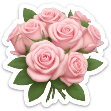 Pastel Pink roses bouquet with bow sticker