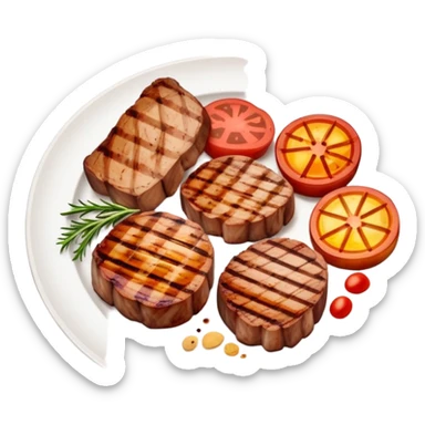 A plate of grill meet with different kind of meets sticker