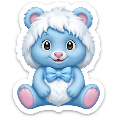 blue girl care bear yeti with bow sticker