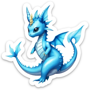 Edgy cool Dragonair-Vaporeon-creature-hybrid full body  sticker
