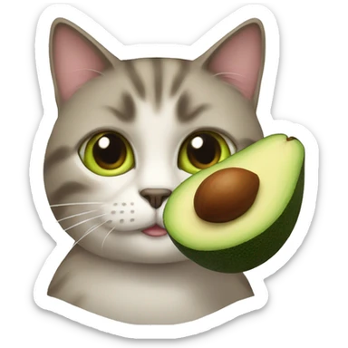 cat with with an avocado instead of a nose sticker
