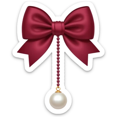 Maroon bow with hanging pearl sticker