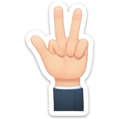 Hand, thumb and middle fingers held down, extended index finger and ring finger touching at tip, pinky finger out, creating an “N” shape  sticker