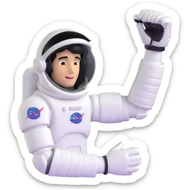 flexed biceps arm with white sleeve and astronaut gloves sticker