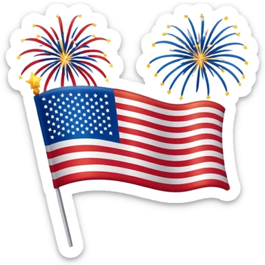 American flag with fireworks sticker