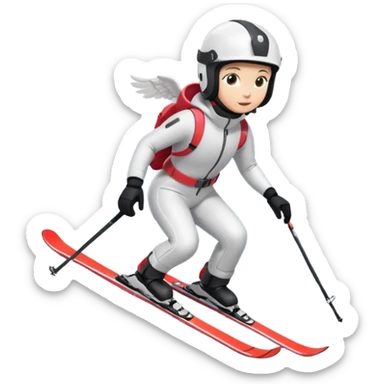 An angel on skis going down a hill sticker
