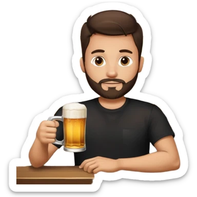 Brunette Guy with very short beard at the bar sticker