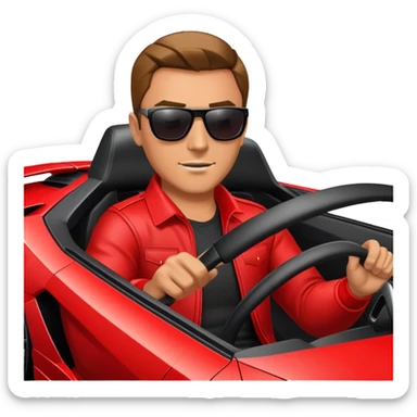 A man driving a Lamborghini  sticker