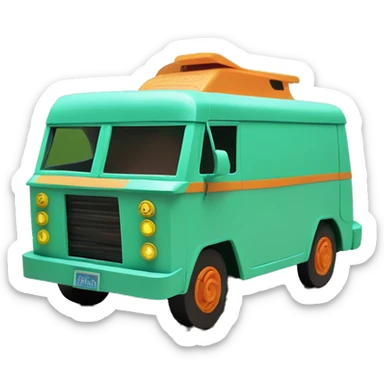 Detailed Papercraft Scooby Doo mystery machine step van sticker