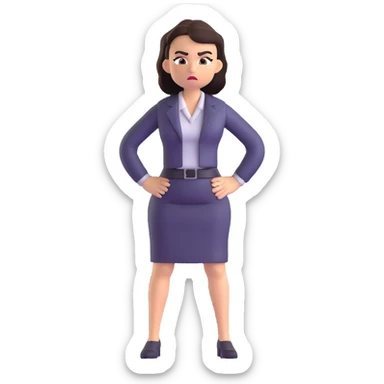 full body angry profesora without glasses with hands on hips sticker
