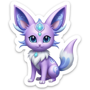 Shiny Exotic Cute Adorable Majestic Ethereal Sparkly Espeon-Meowstic-Hybrid-Creature with pattern-markings sticker