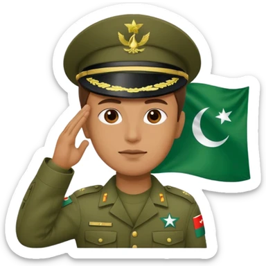 soldier saluting in front of the flag of Pakistan sticker