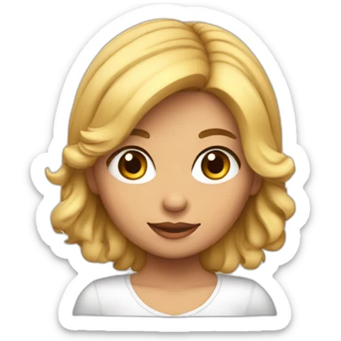 Niña de nariz friega con pelo ondulado de color de piel carton sticker