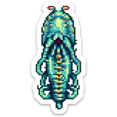 MRI parasitic embryo, digital, fetal small shape, eerie, horror, pupa, crystalis, in-utero, sea-life, siphonophore, polyp, Cnidaria sticker