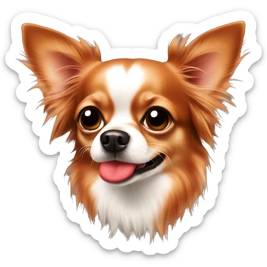 All Red long haired Chihuahua with red mouth sticker