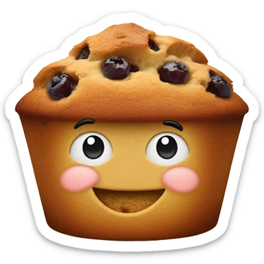raisin bran muffin with smile face  sticker