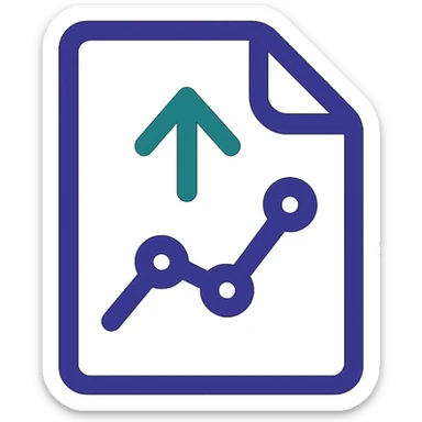 modern minimalist logo for a data professional platform, combining a simple chart or graph with a file or upload arrow, in purple and green, no text sticker