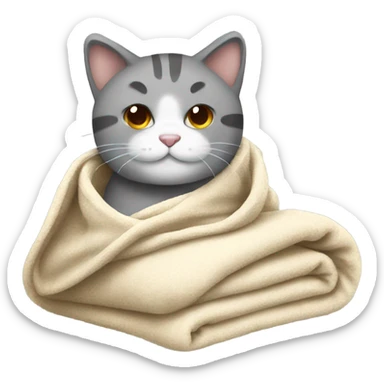 A cold cat with blanket sticker