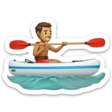 Strong man kayaking on water sticker