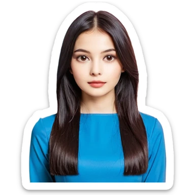 Девушка светло русые длинные волосы, голубые глаза, красивая в белом кружевном топике sticker