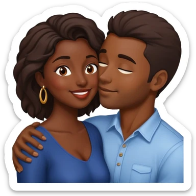 Dark skin woman and brown skin man kissing sticker